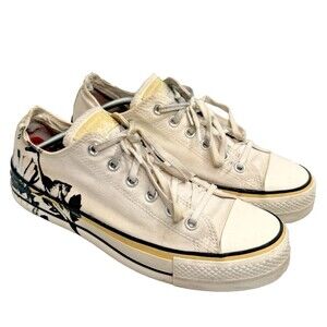 Converse All Star Low Top Lift Women’s 10 White Yellow Black Floral Canvas